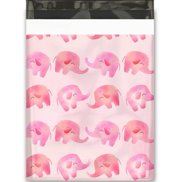 Set of 10 Pink Elephants Self Sealing Poly Mailer Bags - Picture 1 of 1